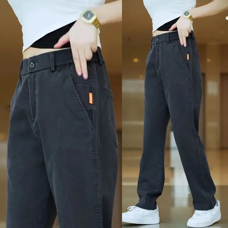 春秋季男士商务休闲裤宽松简约透气弹力速干男裤百搭直筒裤子男