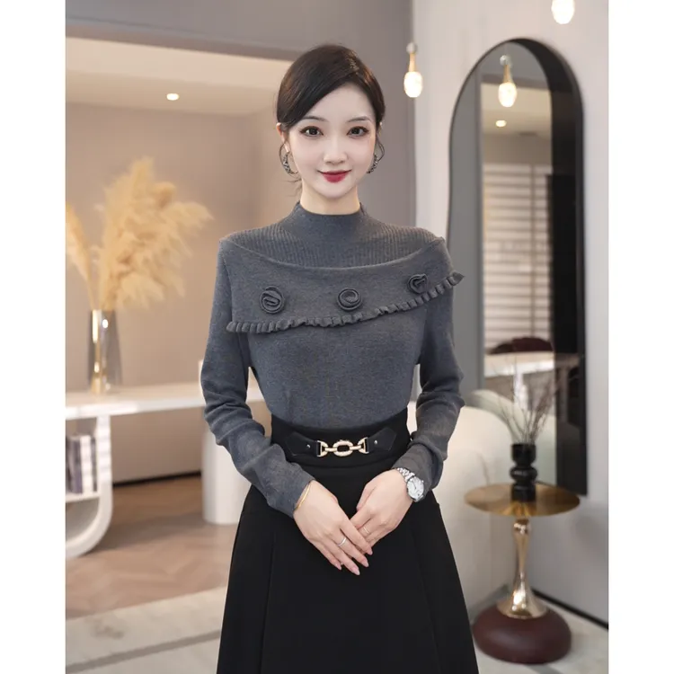 唐熹2025秋冬新款【8417】含绵羊毛洋气可外穿精致长袖针织衫毛衣女