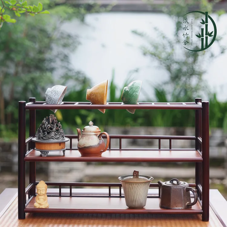 「成墨」三层楠竹紫砂中式壶杯轻奢壶架架博古晾茶杯架干泡台茶具