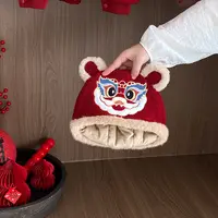 婴儿帽子秋冬加绒加厚户外防风男女童宝宝包头帽中国风新年拜年帽