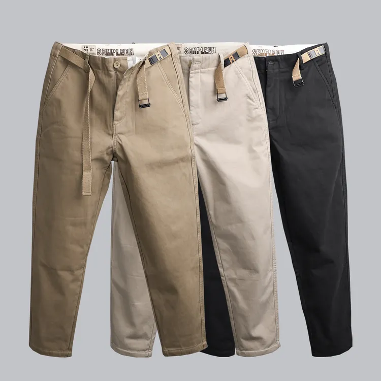 秋冬季加厚款重磅水洗棉高级感工装裤男时尚百搭刺绣休闲长裤保暖