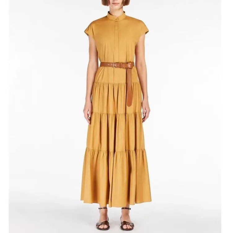 SS251252   维也纳乐章 夏季天丝无袖蛋糕长款连衣裙