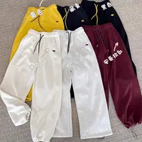 刺绣小狗休闲裤女冬季新款宽松束脚卫裤高腰阔腿加绒加厚裤子1863