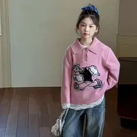 【Maila童装】女童韩系粉色毛衣打底衫春秋蕾丝内搭针织衫两件套