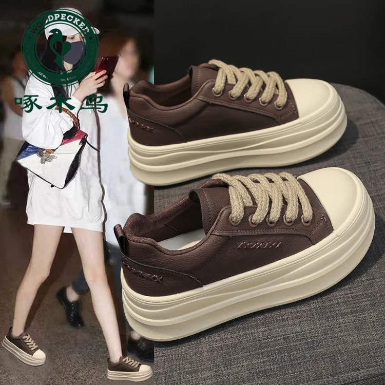 啄木鸟厚底小个子增高板鞋女秋冬爆款2025新款今年流行百搭鞋子女