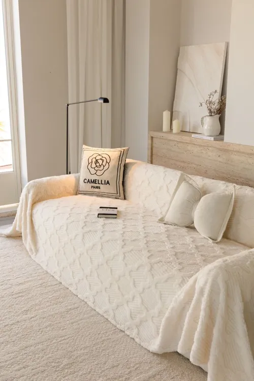 秋冬毛绒亲肤加厚防猫抓沙发垫毯固定防滑客厅沙发巾