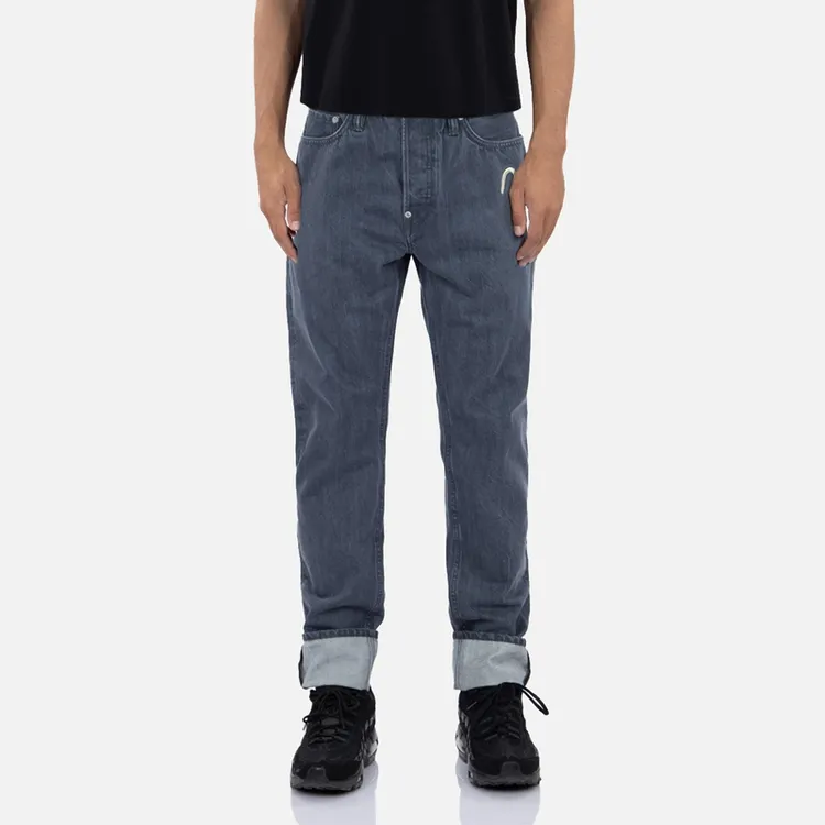 EVISUKURO秋冬男士鬼头刺绣窄脚直筒牛仔裤男2EAGNM2JE20417CT