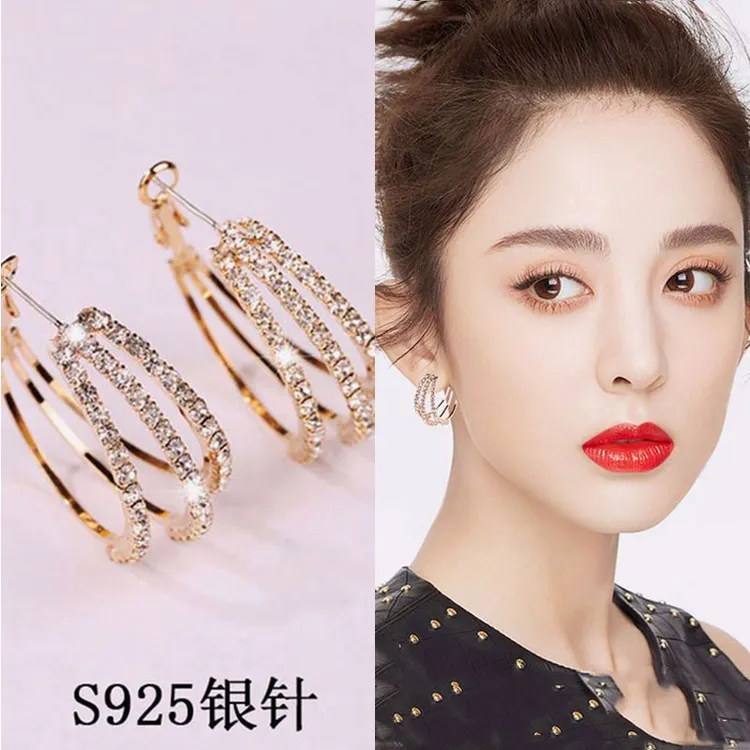 圆圈耳环女小气质韩国纯银2025新款爆款高级感大气防过敏耳扣耳饰