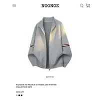 NOONOZ秋冬美式三条杠双拉链开衫毛衣男潮牌中性风保暖针织衫外套