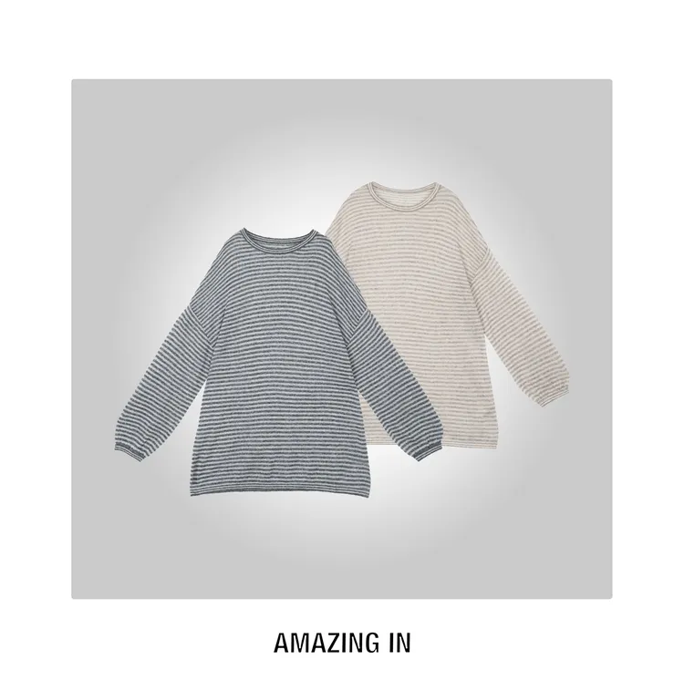 AMAZING IN | 绵羊毛x桑蚕丝x山羊绒条纹上衣A250904-AI58CTL6079