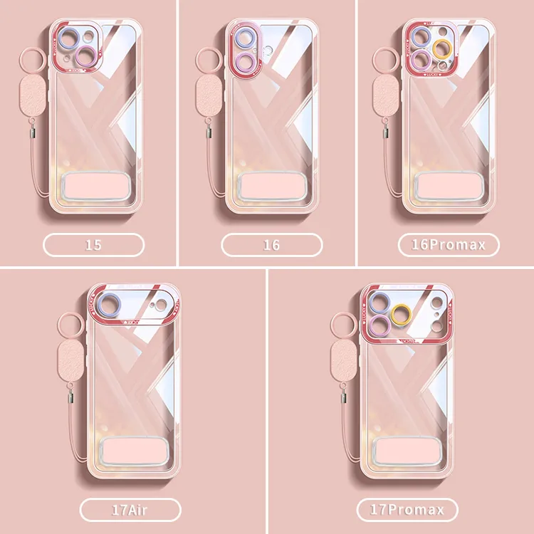 适用苹果17promax手机壳带镜子支架iphone17pro外壳全包防摔透明