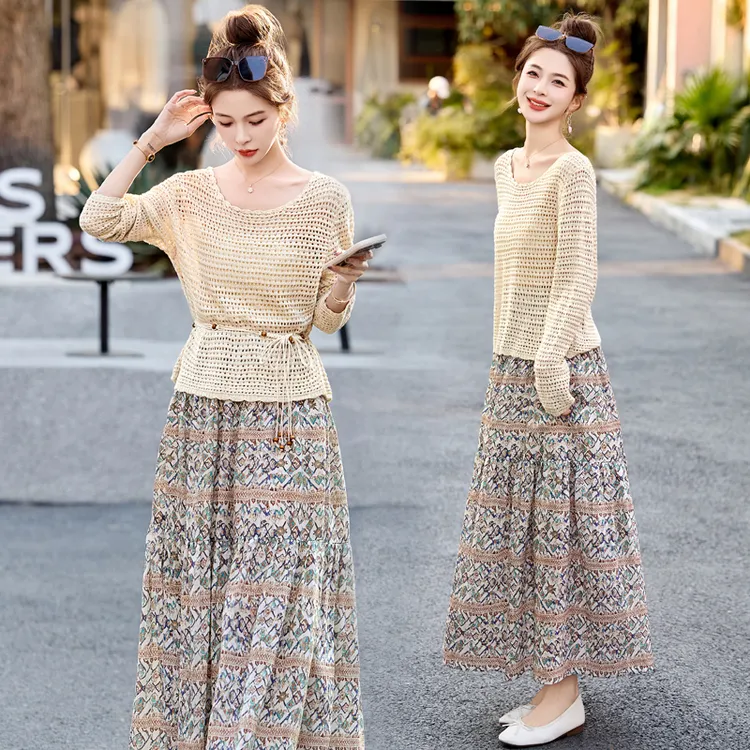 碎花半身裙套装女2025新款春夏高级感炸街独特漂亮减龄两件套裙子