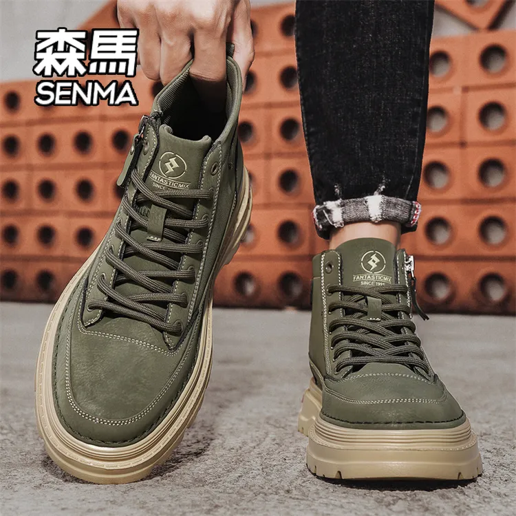 SENMA/森马马丁靴男2025新款秋季英伦复古耐磨厚底运动高帮工装靴