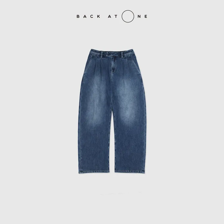 BACKATONE“天空之城”B家宽松直筒低弹轻竹节牛仔裤 BFF-2DI083C-K
