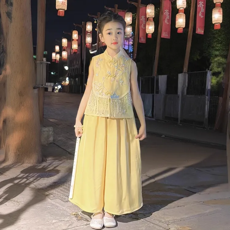 女童新中式套装夏季2025新款儿童汉服童装衣服女孩国风唐装两件套