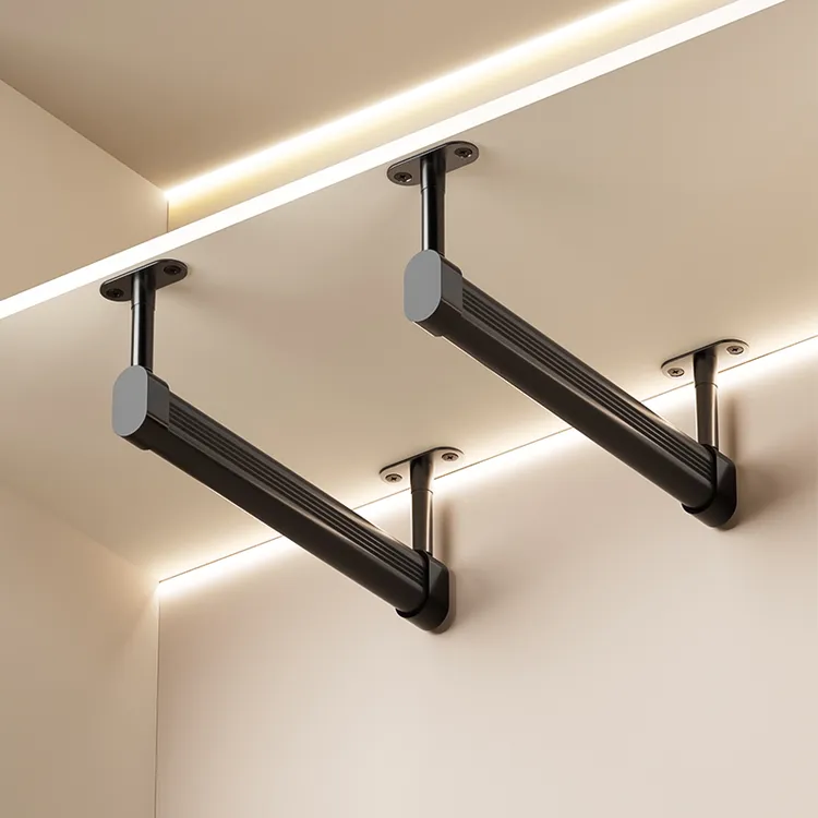 顶装u型浅衣柜挂衣杆衣通纵向竖向柜内薄柜伸缩抽拉裤架衣架滑轨