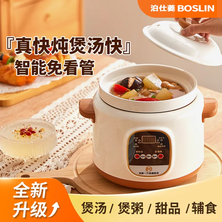 泊仕菱多功能陶瓷快炖电炖锅家用煲汤煲粥锅插电砂锅宝宝辅食锅