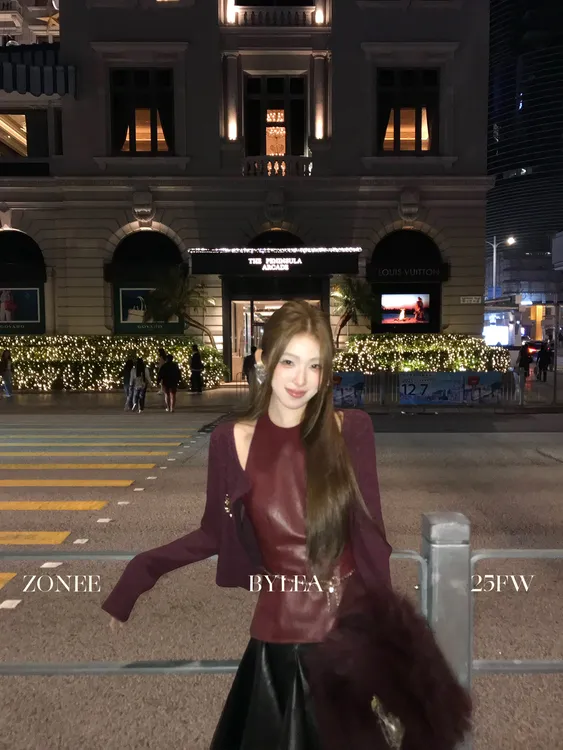 【红色浆果】法式复古氛围针织开衫外套无袖背心上衣女搭配半裙套装