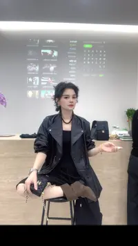 ZM25年新款翻领抽绳显瘦气质中长款真皮皮衣25090