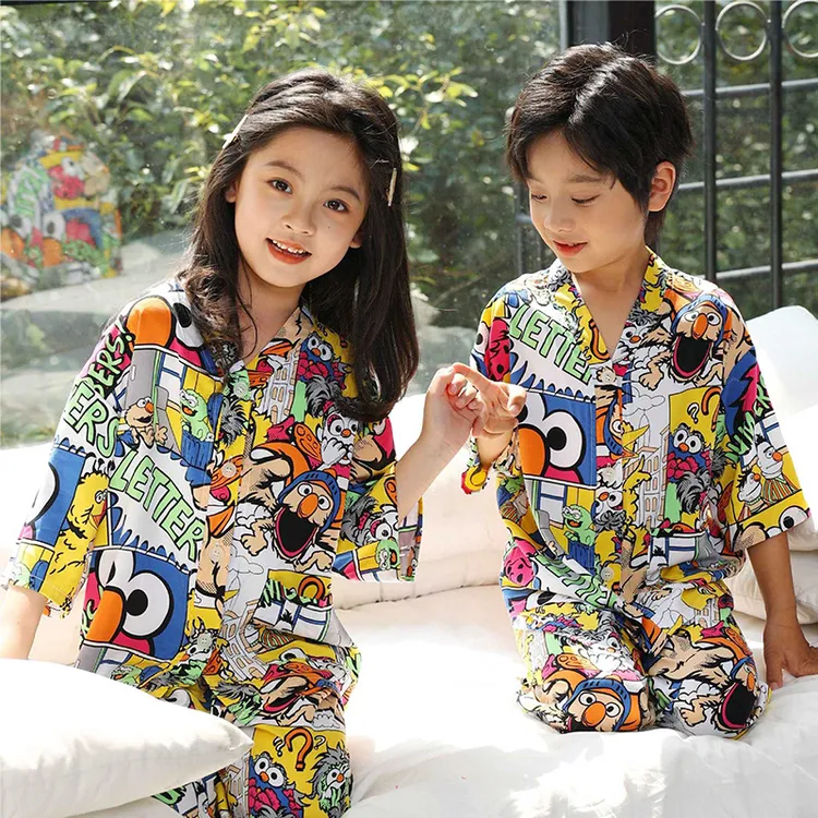 A类儿童夏季棉绸睡衣七分袖薄母子装夏装宝宝空调服亲子家居服