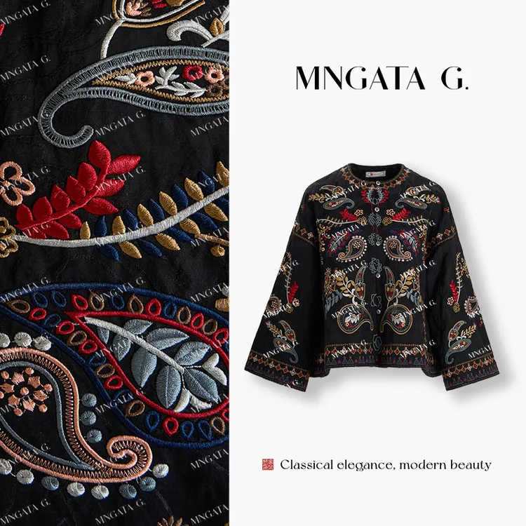 MNGATA G.宫小妍【满绣彩腰果】非遗大秀秋冬新中式夹棉外套5091056