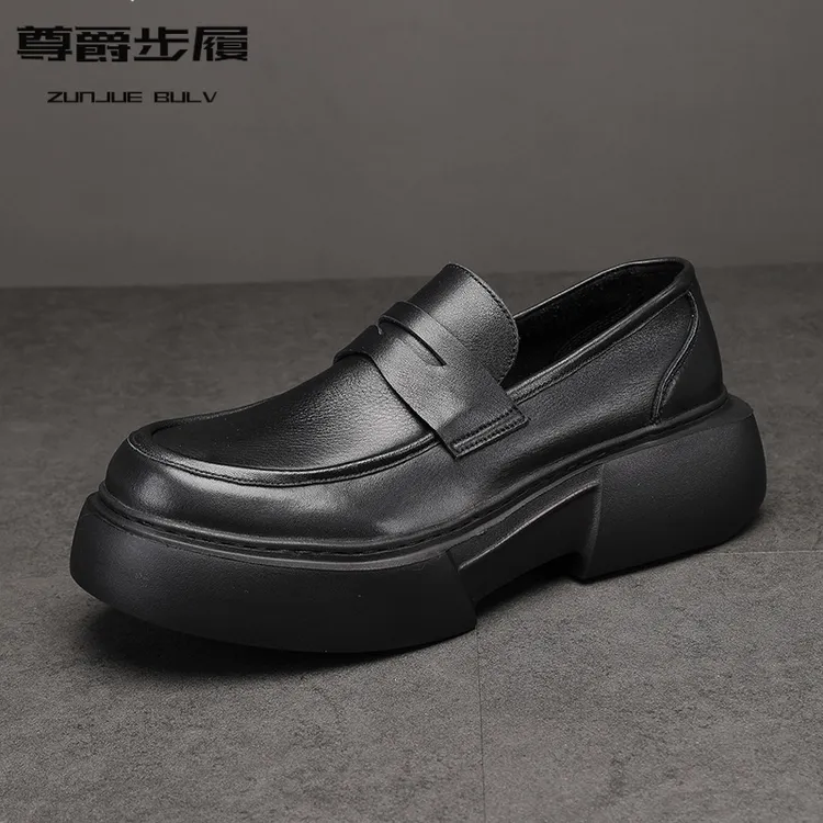 小白鞋男套脚潮流鞋子增高厚底男士休闲皮鞋一脚蹬懒人鞋韩版板鞋