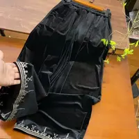 【熹莺】（偏长103-单层加厚款）宽松女士黑色丝绒拖地裤！休闲直筒裤
