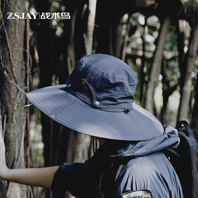 战术鸟(超大帽檐)大头围防晒帽男夏季户外遮阳渔夫帽钓鱼太阳帽子