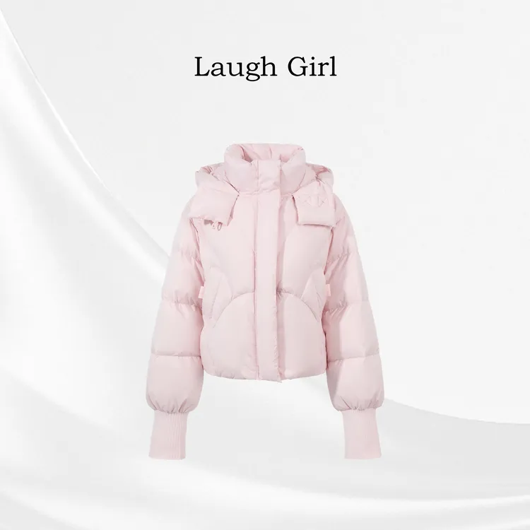 楚楚君 Laugh girl【少女粉】新款时尚百短款带帽羽绒服Y3557018