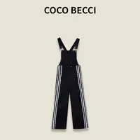 COCO BECCI【黑冰蕾背带】夏季新款时尚百搭休闲背带裤CFXYB265003