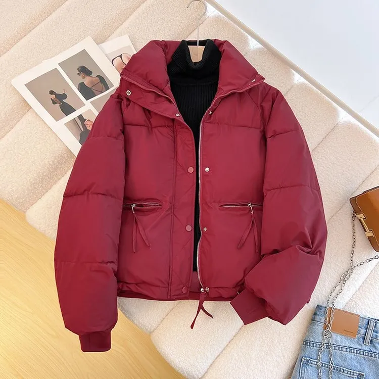 冬季新款棉服女短款百搭韩版立领小个子加厚面包服宽松棉衣外套女