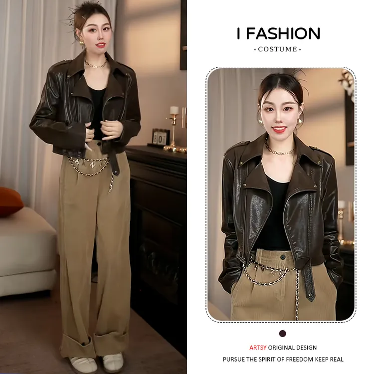 法式复古夹克长袖短外套女2026年春秋新款高级感百搭遮肉拉链上衣