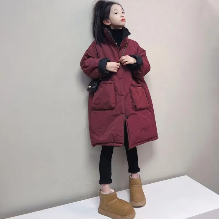 女童棉衣2025冬季新款韩版大童两面穿棉服儿童洋气中长款加厚棉袄