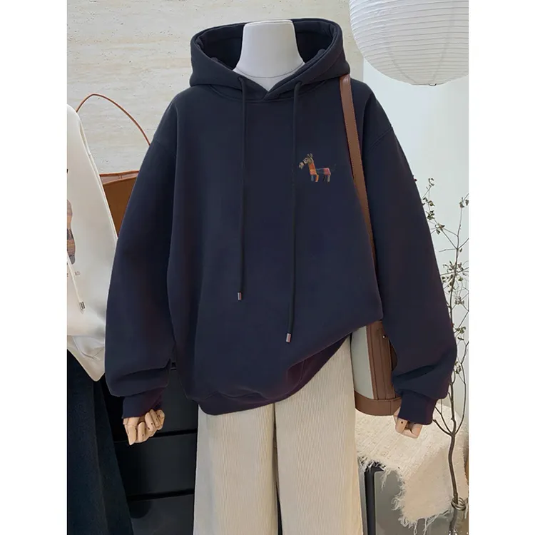 连帽卫衣女2025新款秋冬加绒加厚宽松休闲韩版套头带帽衫情侣外套