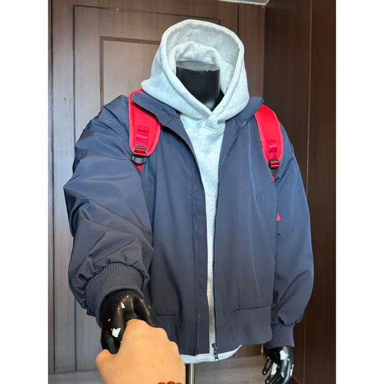 藏青色cleanfit短款飞行夹克男秋季美式硬汉风高级感廊型立领外套