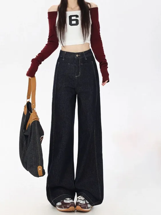 【防褪色高品质直筒裤】春夏款上新小个子丹宁蓝原本色牛仔裤女