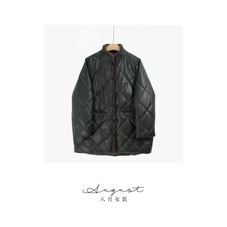 【BAYUE】3753菱形休闲保暖女装棉衣黑色百搭冬季