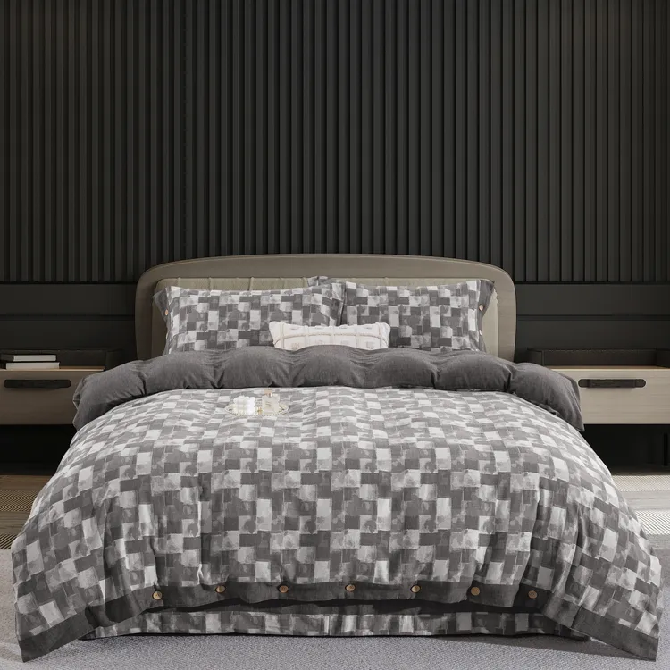 【都市万象-多色】全棉四件套色织提花母婴A类亲肤透气清爽软糯