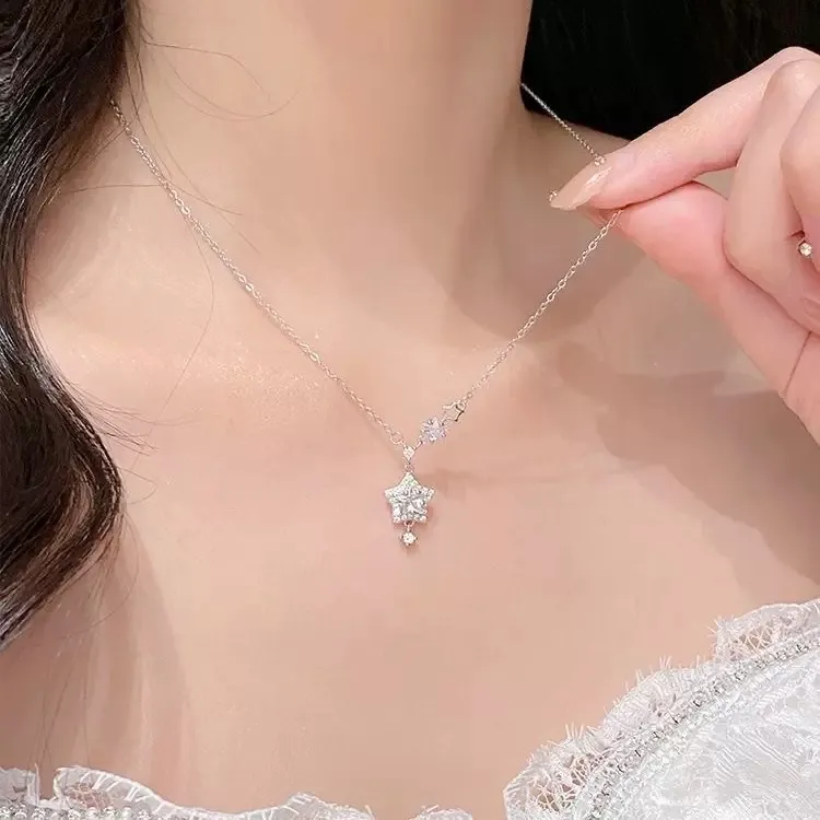 钛钢项链 小众设计感星星锆石甜美锁骨链ins风简约百搭坠链