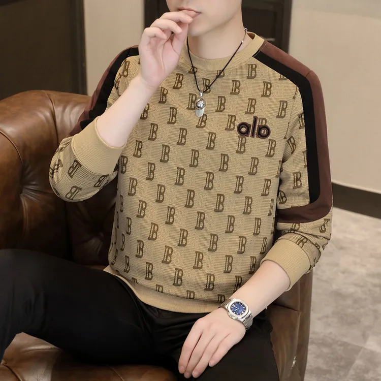 景君澜欧货爆款秋季新款男士卫衣轻奢时尚长袖针织打底衫高级感男