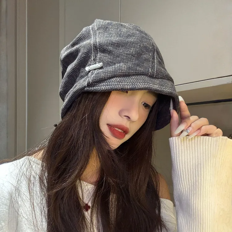 美式复古堆堆帽子女秋冬素颜遮脸渔夫帽街头休闲显脸小包头冷帽潮