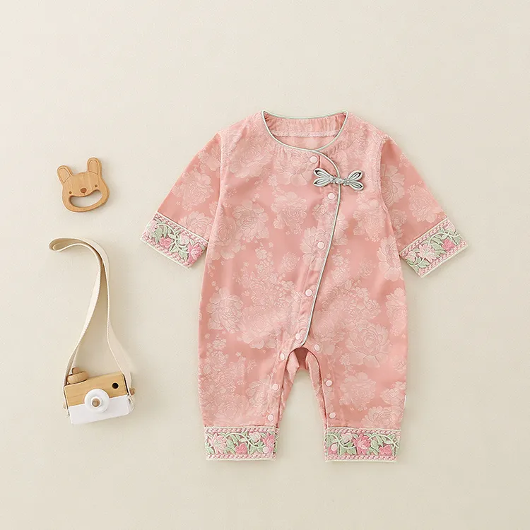 婴儿单层战袍爬服连衣服夏季薄款新款宝宝新生儿中式夏款浴袍