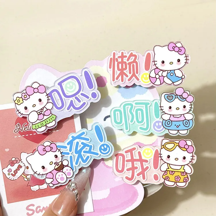 搞怪糖果色文字猫咪发夹日系甜美百搭少女风侧边鸭嘴夹发卡发饰