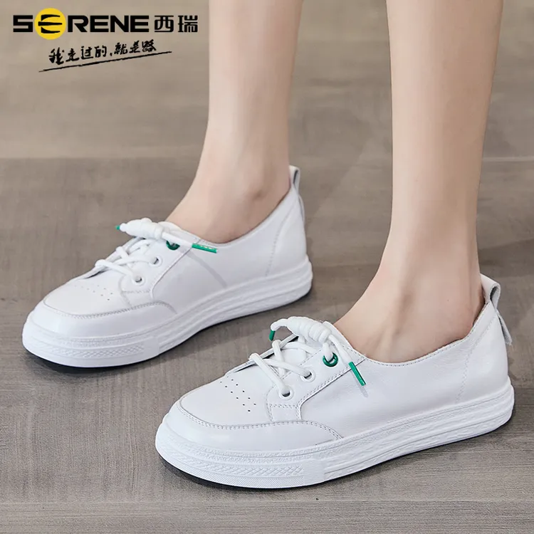西瑞女鞋单鞋小白鞋百搭平底秋冬透气软底鞋子秋冬学新款韩版