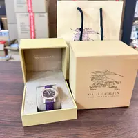 【田叔专属】BURBERRY博柏利紫色皮革款34MM镶钻石英腕表BBY1809