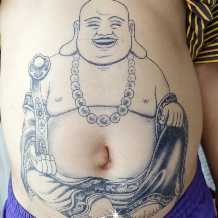 草本纹身贴大肚弥勒佛加大版本
