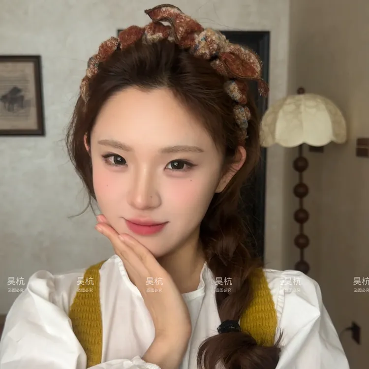 南瓜混色～兔耳齿梳！慵懒甜美绑带蝴蝶结发箍韩系百搭高颅顶头箍