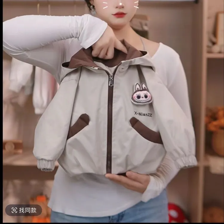 2025男童女童新款秋装夹克儿童洋气连帽春秋冲锋衣上衣卡通外套