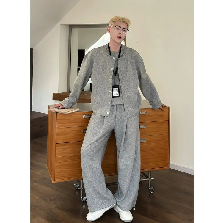 慵懒风假两件高级感男装休闲卫衣套装潮牌宽松时尚百搭卫裤两件套