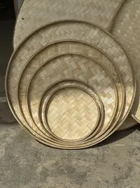 竹编无孔有孔簸箕竹筛子家用晾晒圆簸箕米筛竹匾绘画装饰
